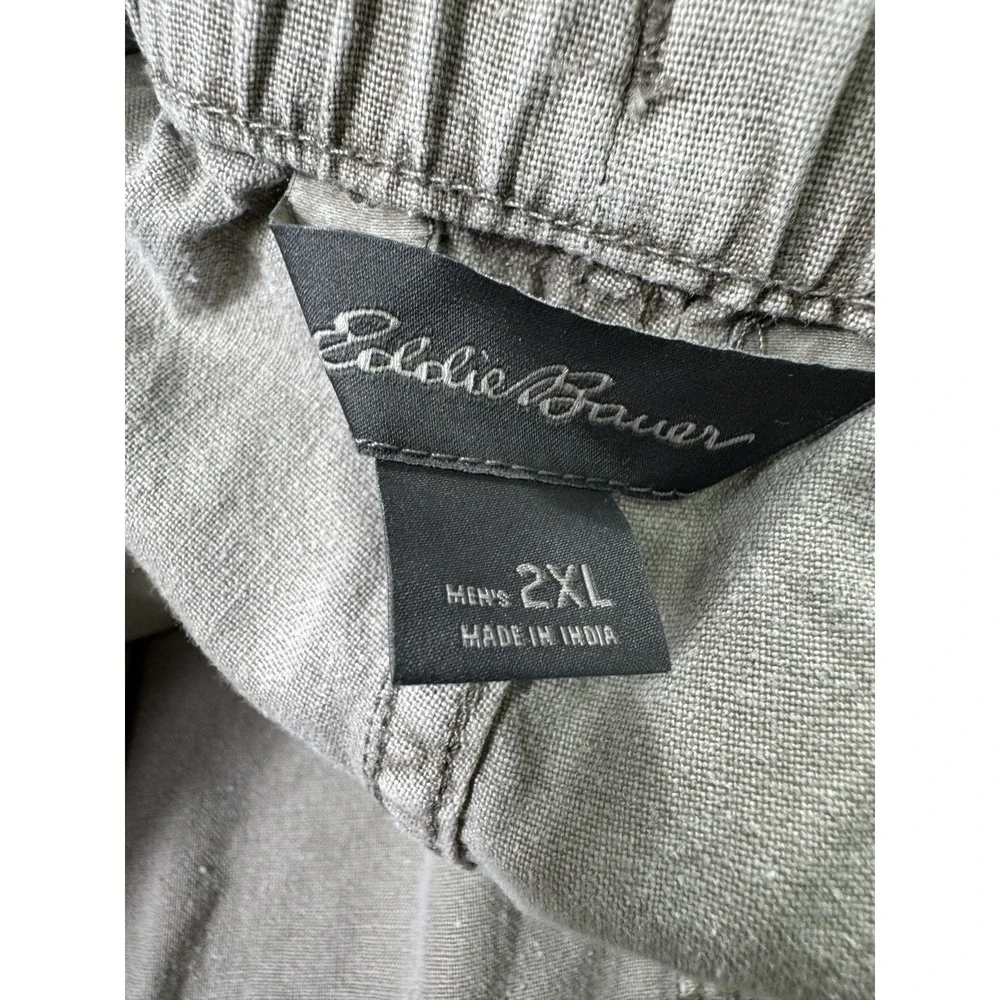 Eddie Bauer Mens 2XL Hemp Blend Drawstring Pants Gray Straight Leg Outdoor Chino